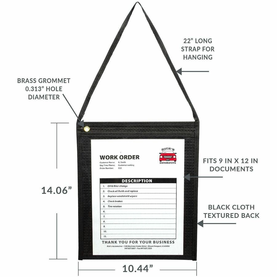 C-Line Fabric Hanging Strap Shop Ticket Holders - 12" x 9" x - Fabric - 15 / Box - Clear