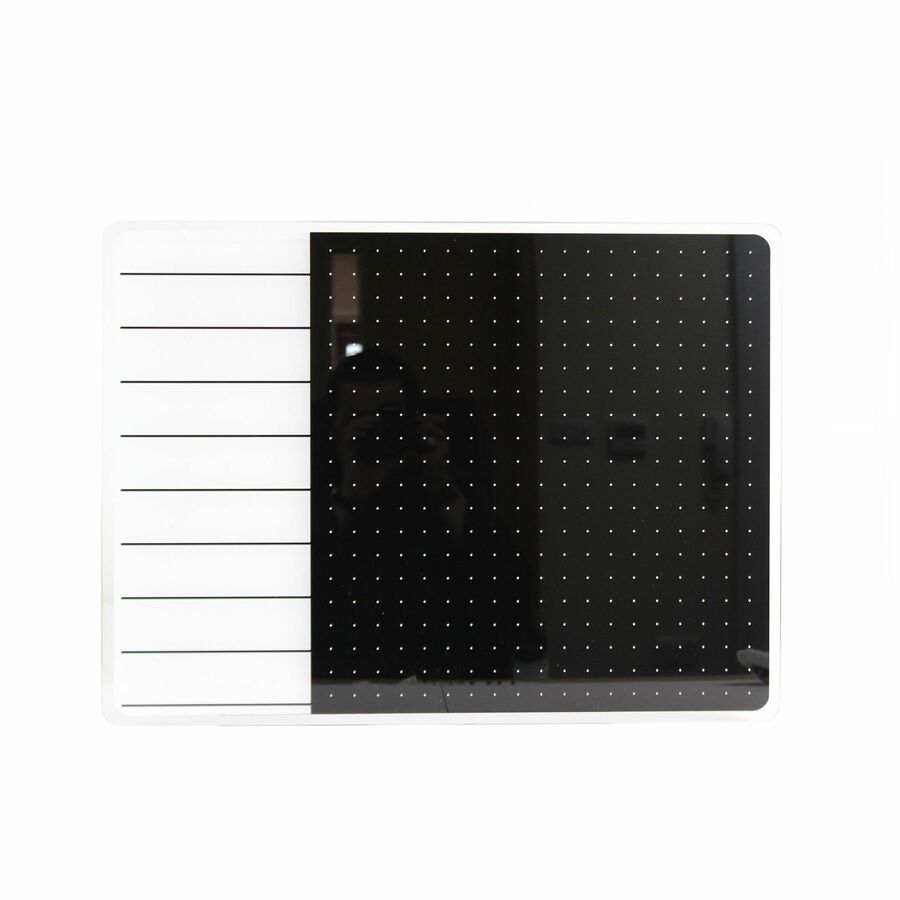 Viztex Glacier White & Black Plan & Grid Glass Dry Erase Board - 17" x 23" - 17" (1.4 ft) Width x 23" (1.9 ft) Height - White Tempered Glass Surface - Rectangle - Magnetic - Durable, Smudge Resistant, Magnetic, Frameless, Multi-Grid, Ghost Resis