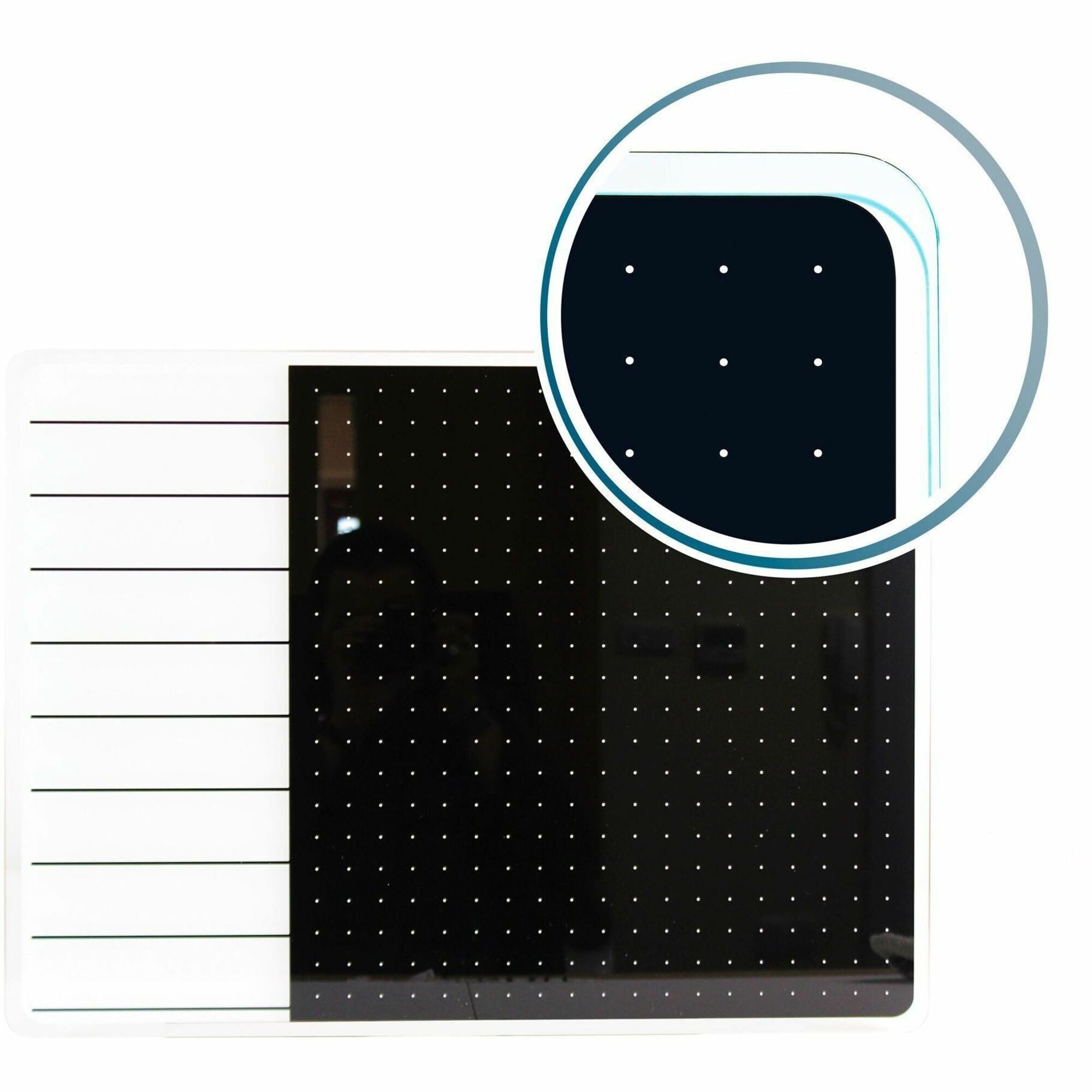 Viztex Glacier White & Black Plan & Grid Glass Dry Erase Board - 17" x 23" - 17" (1.4 ft) Width x 23" (1.9 ft) Height - White Tempered Glass Surface - Rectangle - Magnetic - Durable, Smudge Resistant, Magnetic, Frameless, Multi-Grid, Ghost Resis
