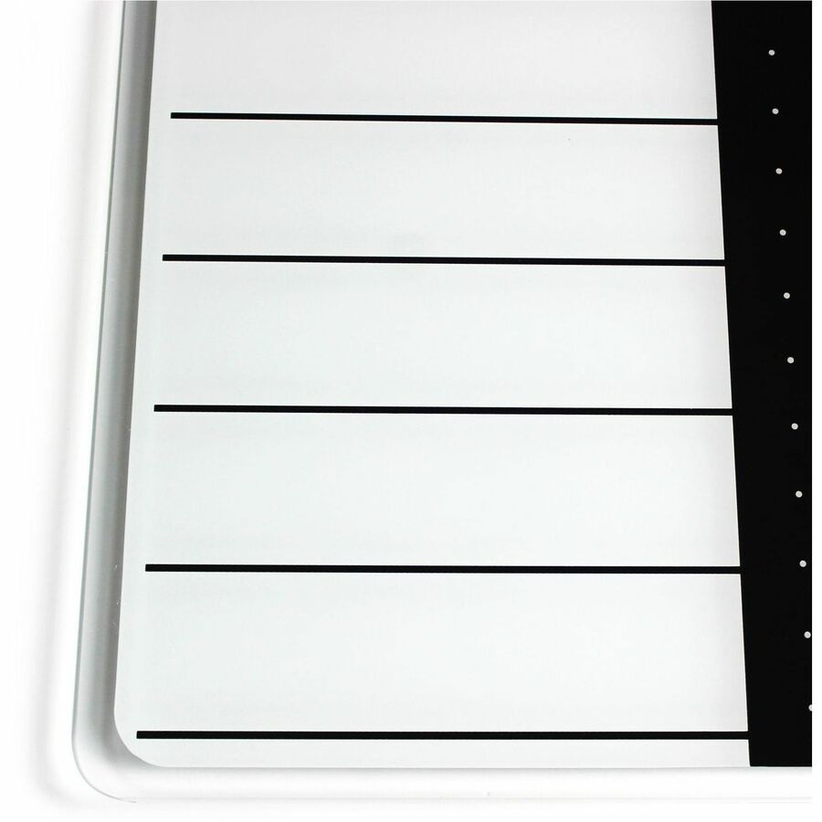 Viztex Glacier White & Black Plan & Grid Glass Dry Erase Board - 17" x 23" - 17" (1.4 ft) Width x 23" (1.9 ft) Height - White Tempered Glass Surface - Rectangle - Magnetic - Durable, Smudge Resistant, Magnetic, Frameless, Multi-Grid, Ghost Resis