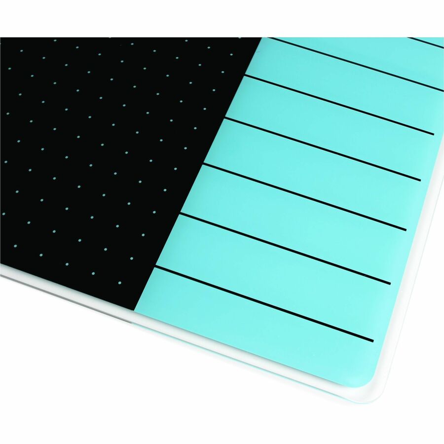 Viztex Glacier Teal & Black Plan & Grid Glass Dry Erase Board - 17" x 23" - 17" (1.4 ft) Width x 23" (1.9 ft) Height - Tempered Glass Surface - Rectangle - Magnetic - Durable, Smudge Resistant, Magnetic, Frameless, Multi-Grid, Rounded Corner, Gh