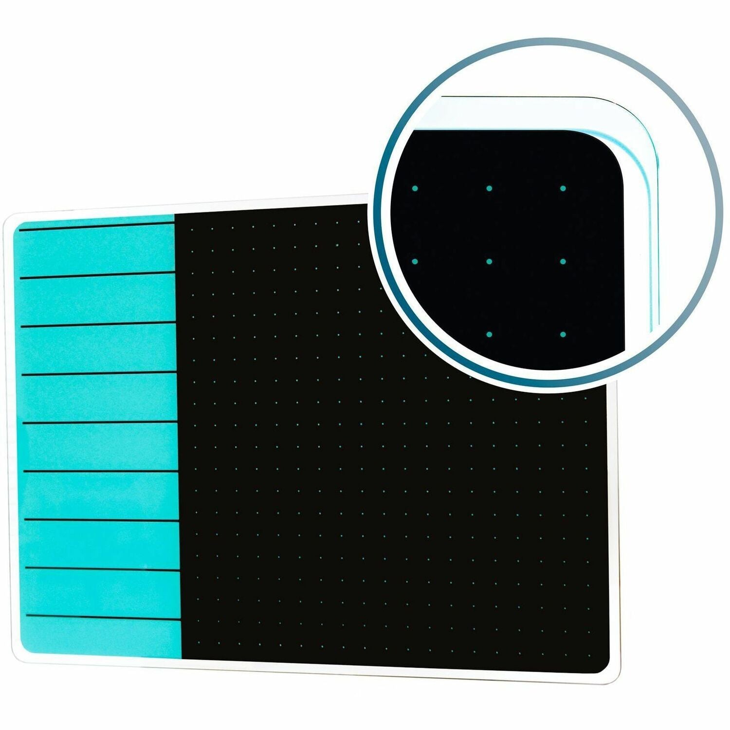 Viztex Glacier Teal & Black Plan & Grid Glass Dry Erase Board - 17" x 23" - 17" (1.4 ft) Width x 23" (1.9 ft) Height - Tempered Glass Surface - Rectangle - Magnetic - Durable, Smudge Resistant, Magnetic, Frameless, Multi-Grid, Rounded Corner, Gh