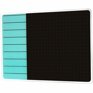 Viztex Glacier Teal & Black Plan & Grid Glass Dry Erase Board - 17" x 23" - 17" (1.4 ft) Width x 23" (1.9 ft) Height - Tempered Glass Surface - Rectangle - Magnetic - Durable, Smudge Resistant, Magnetic, Frameless, Multi-Grid, Rounded Corner, Gh