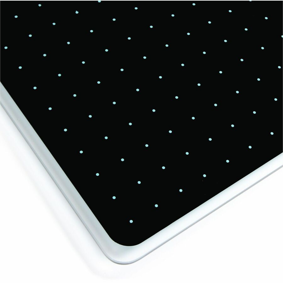 Viztex Glacier Teal & Black Plan & Grid Glass Dry Erase Board - 17" x 23" - 17" (1.4 ft) Width x 23" (1.9 ft) Height - Tempered Glass Surface - Rectangle - Magnetic - Durable, Smudge Resistant, Magnetic, Frameless, Multi-Grid, Rounded Corner, Gh