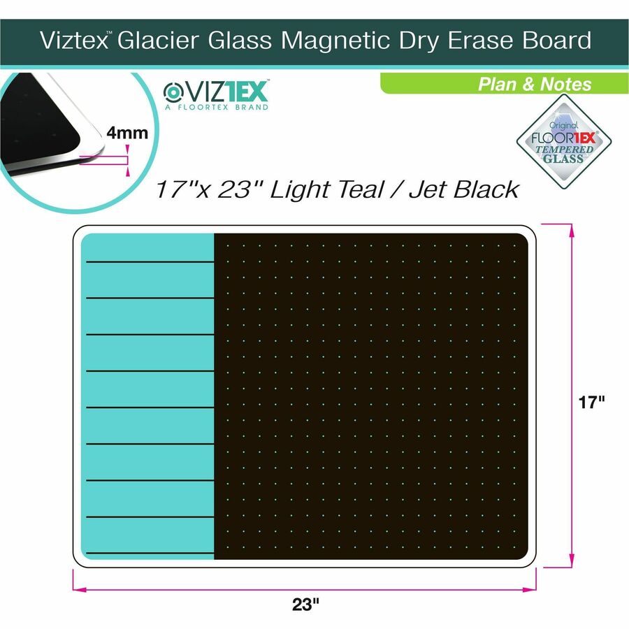 viztex-glacier-teal-&-black-plan-&-grid-glass-dry-erase-board-17-x-23-17-14-ft-width-x-23-19-ft-height-tempered-glass-surface-rectangle-magnetic-durable-smudge-resistant-magnetic-frameless-multi-grid-rounded-corner-gh_flrfcvgm1723tp - 8