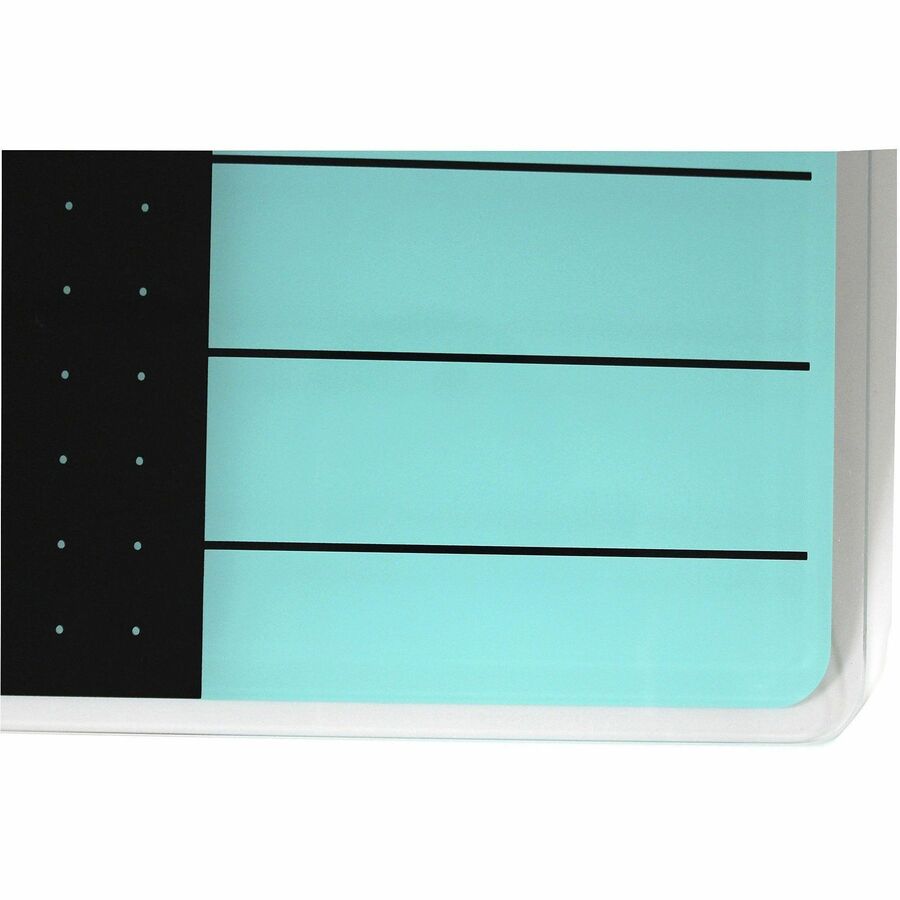 Viztex Glacier Teal & Black Plan & Grid Glass Dry Erase Board - 17" x 23" - 17" (1.4 ft) Width x 23" (1.9 ft) Height - Tempered Glass Surface - Rectangle - Magnetic - Durable, Smudge Resistant, Magnetic, Frameless, Multi-Grid, Rounded Corner, Gh