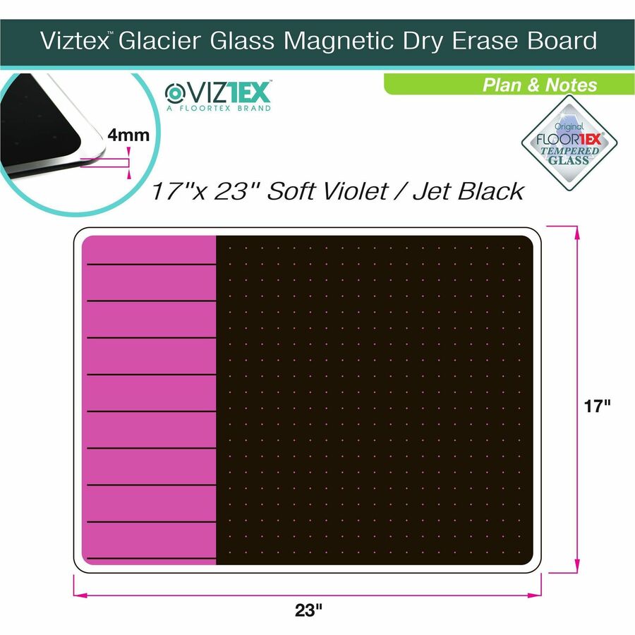 viztex-glacier-violet-&-black-plan-&-grid-glass-dry-erase-board-17-x-23-17-14-ft-width-x-23-19-ft-height-violet-tempered-glass-surface-rectangle-magnetic-durable-smudge-resistant-magnetic-frameless-ghost-resistant-stai_flrfcvgm1723vp - 8