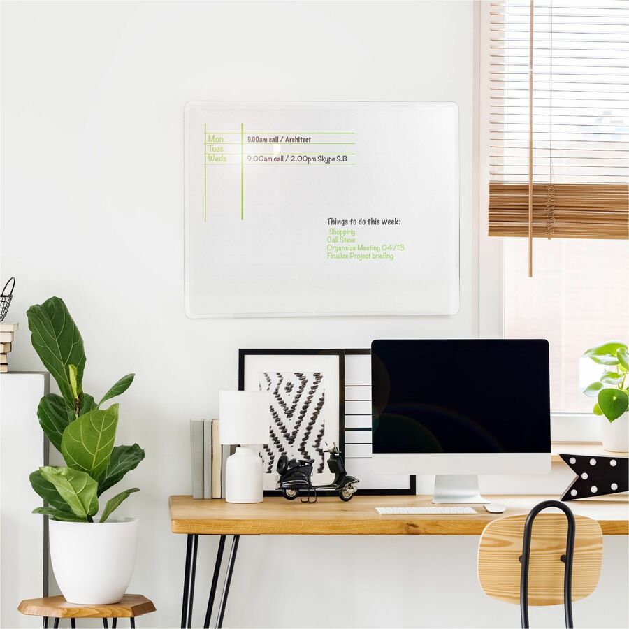 Viztex Glacier White Multi-Purpose Grid Glass Dry Erase Board 24" x 36" - Provides highly effective visual communication and organization using the multi-use grid design.