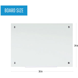 Bi-silque Dry-Erase Glass Board - 24" (2 ft) Width x 36" (3 ft) Height - White Tempered Glass Surface - Rectangle - Horizontal/Vertical - 1 Each