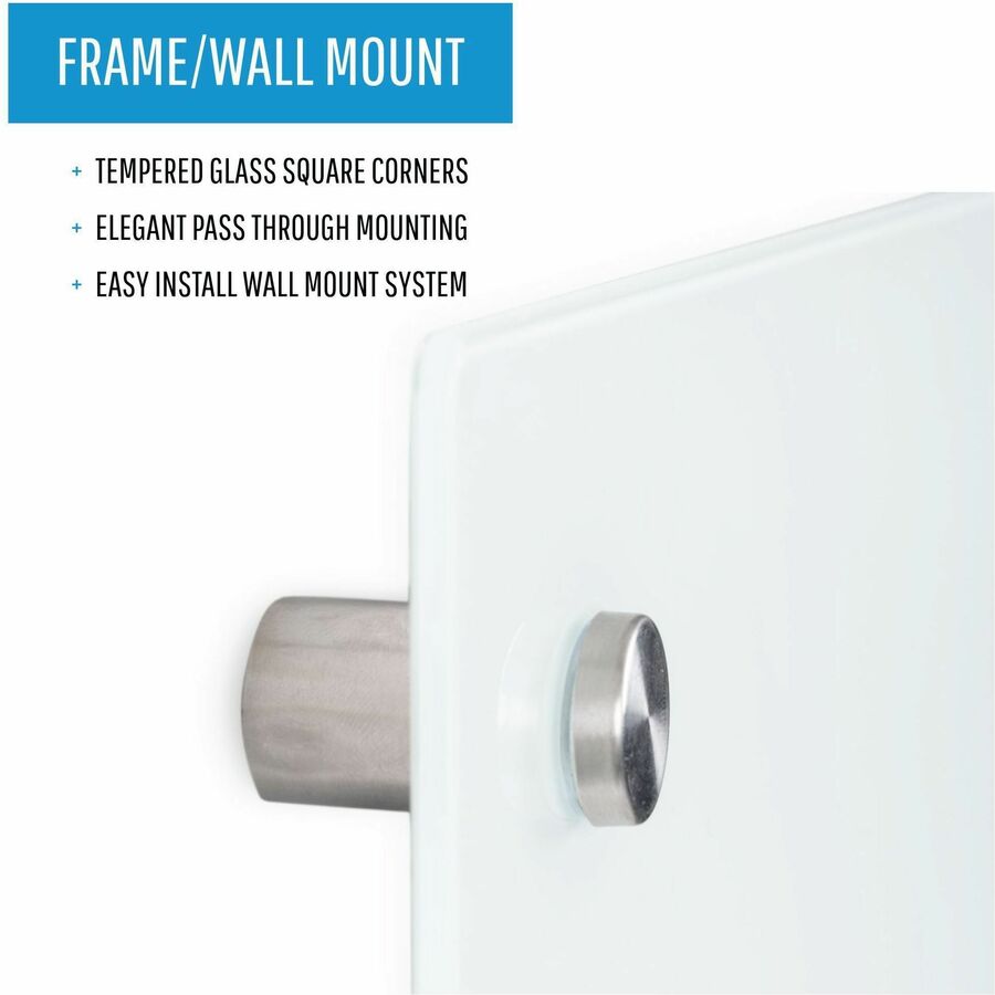 Bi-silque Magnetic Glass Dry Erase Board - 24" (2 ft) Width x 36" (3 ft) Height - White Glass Surface - Rectangle - Horizontal/Vertical - Magnetic - 1 Each