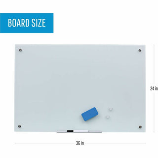 Bi-silque Magnetic Glass Dry Erase Board - 24" (2 ft) Width x 36" (3 ft) Height - White Glass Surface - Rectangle - Horizontal/Vertical - Magnetic - 1 Each