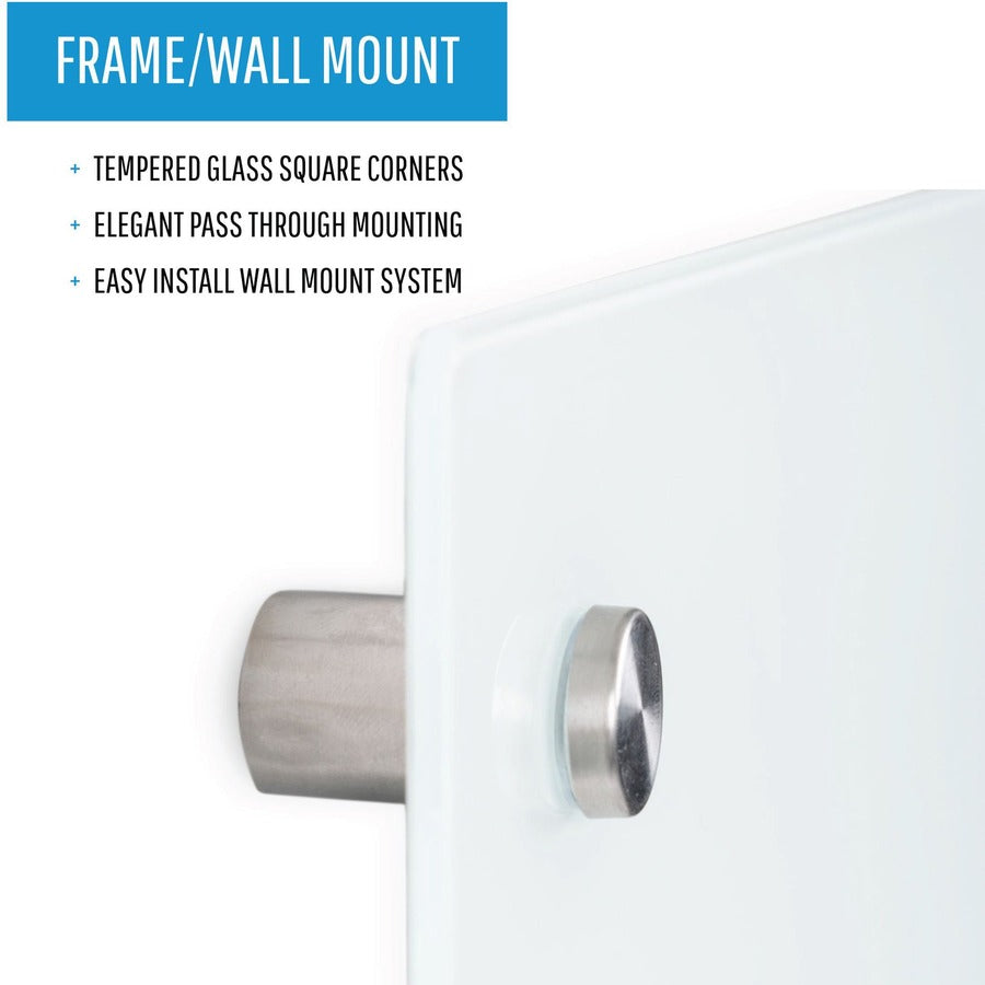 Bi-silque Magnetic Glass Dry Erase Board - 36" (3 ft) Width x 48" (4 ft) Height - White Glass Surface - Rectangle - Horizontal/Vertical - Magnetic - 1 Each