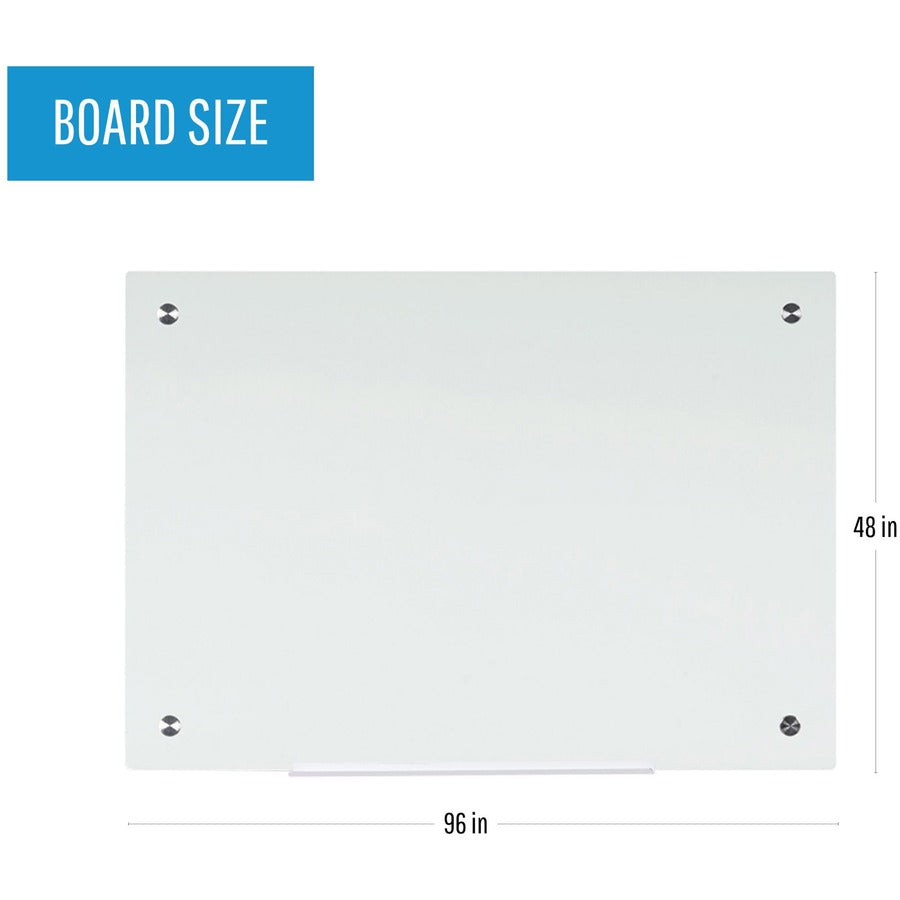 Bi-silque Magnetic Glass Dry Erase Board - 48" (4 ft) Width x 96" (8 ft) Height - White Glass Surface - Rectangle - Horizontal/Vertical - Magnetic - 1 Each