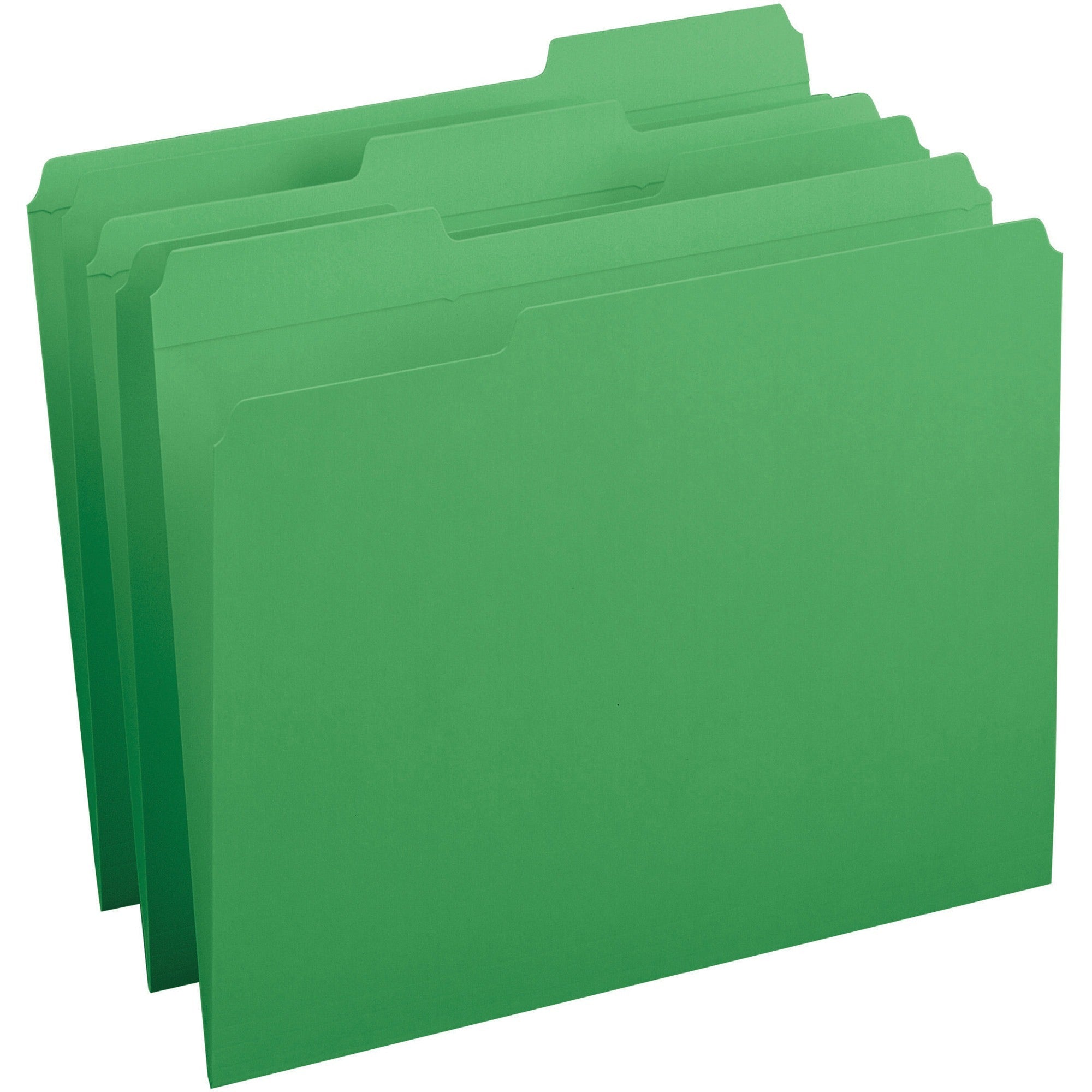 business-source-reinforced-tab-colored-file-folders-green-10%-recycled-100-box_bsn03174 - 1