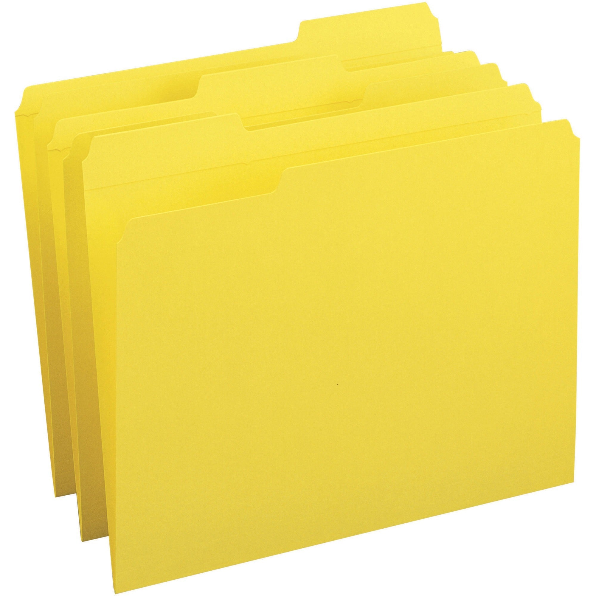 business-source-reinforced-tab-colored-file-folders-yellow-10%-recycled-100-box_bsn03173 - 1