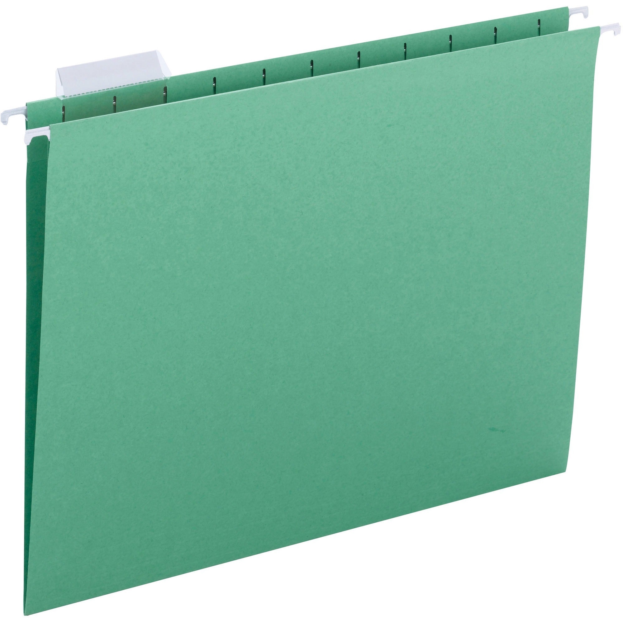 business-source-1-5-tab-cut-letter-recycled-hanging-folder-8-1-2-x-11-green-10%-recycled-25-box_bsn03178 - 1