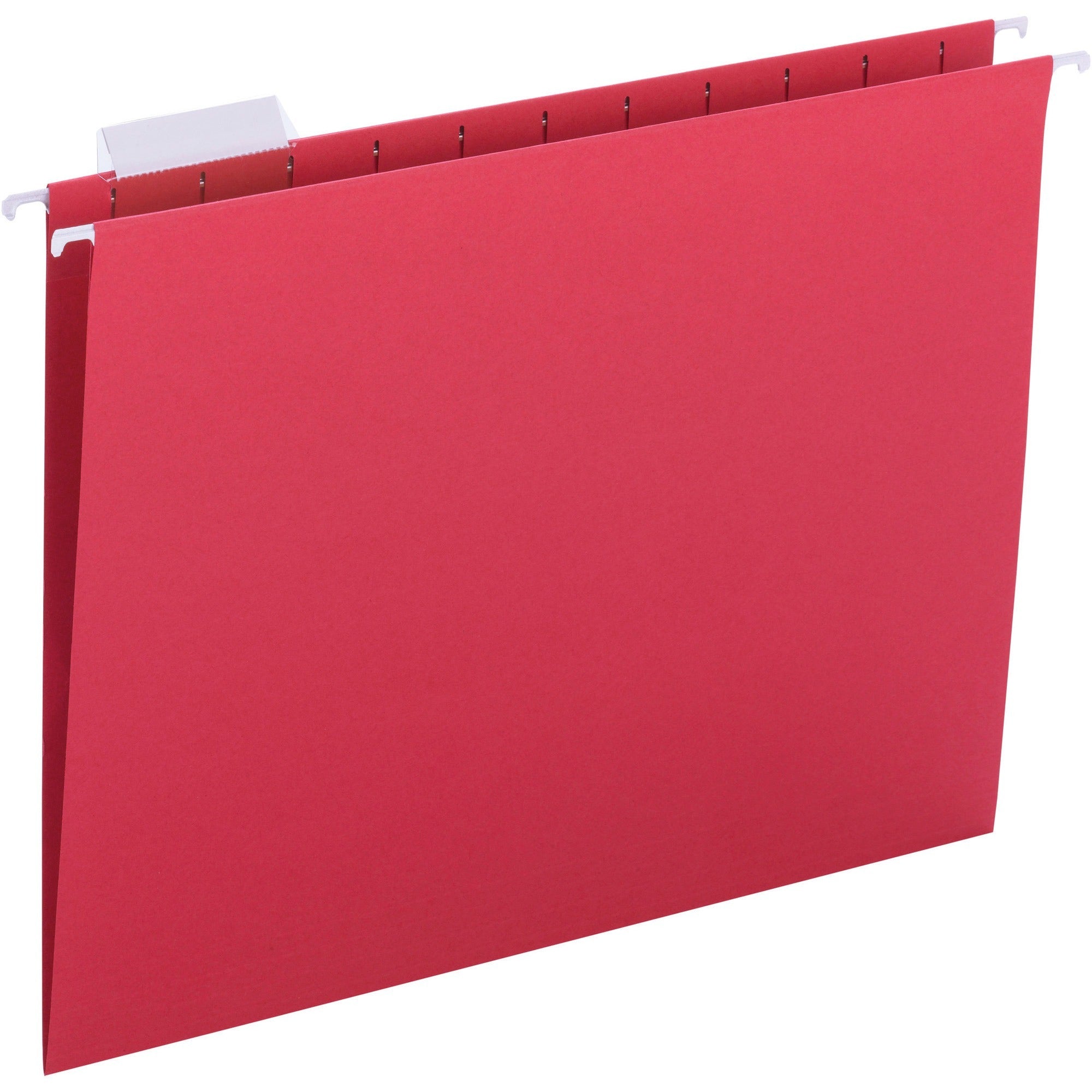 business-source-1-5-tab-cut-letter-recycled-hanging-folder-8-1-2-x-11-red-10%-recycled-25-box_bsn03175 - 1