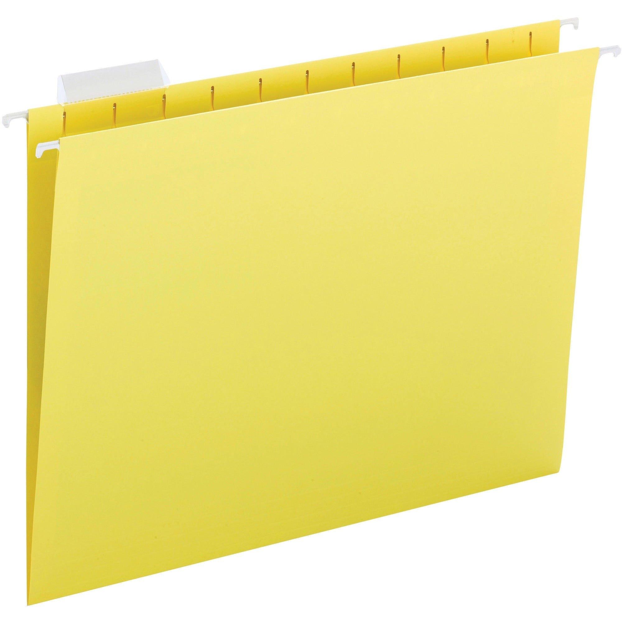 business-source-1-5-tab-cut-letter-recycled-hanging-folder-8-1-2-x-11-yellow-10%-recycled-25-box_bsn03177 - 1