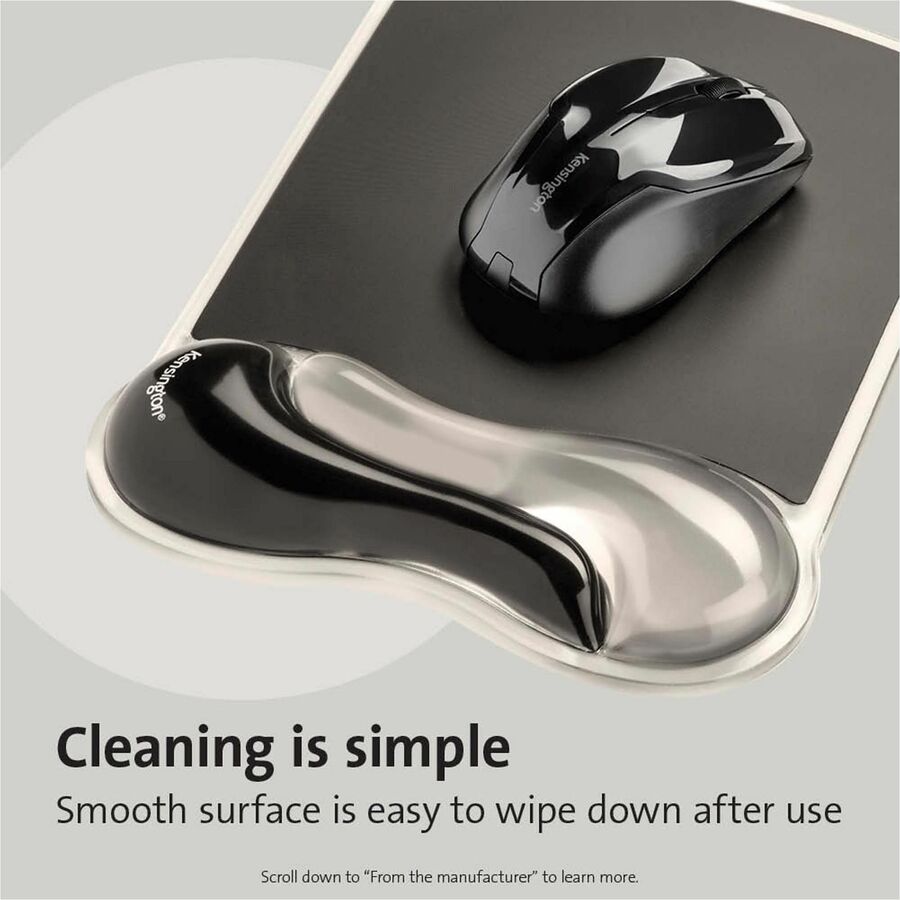 Kensington Duo Gel Mouse Pad Wrist Rest - 1.70" x 11.40" Dimension - Gray - Gel - 1 Pack