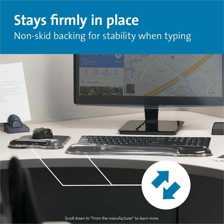 Kensington Duo Gel Mouse Pad Wrist Rest - 1.70" x 11.40" Dimension - Gray - Gel - 1 Pack