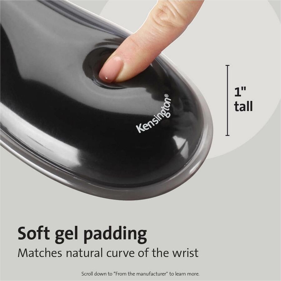 Kensington Duo Gel Mouse Pad Wrist Rest - 1.70" x 11.40" Dimension - Gray - Gel - 1 Pack