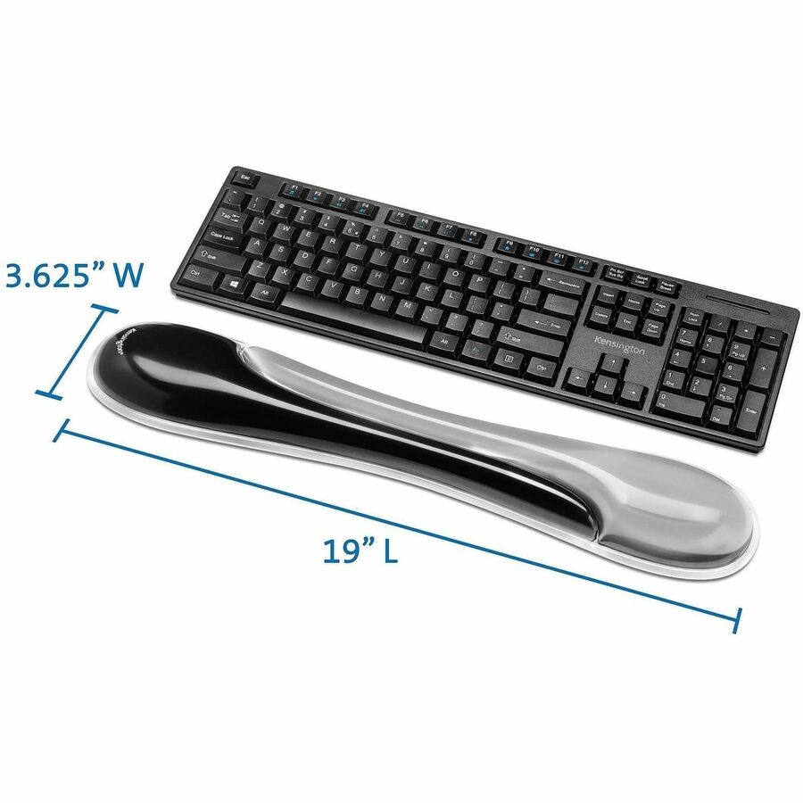 Kensington Duo Gel Mouse Pad Wrist Rest - 1.70" x 11.40" Dimension - Gray - Gel - 1 Pack