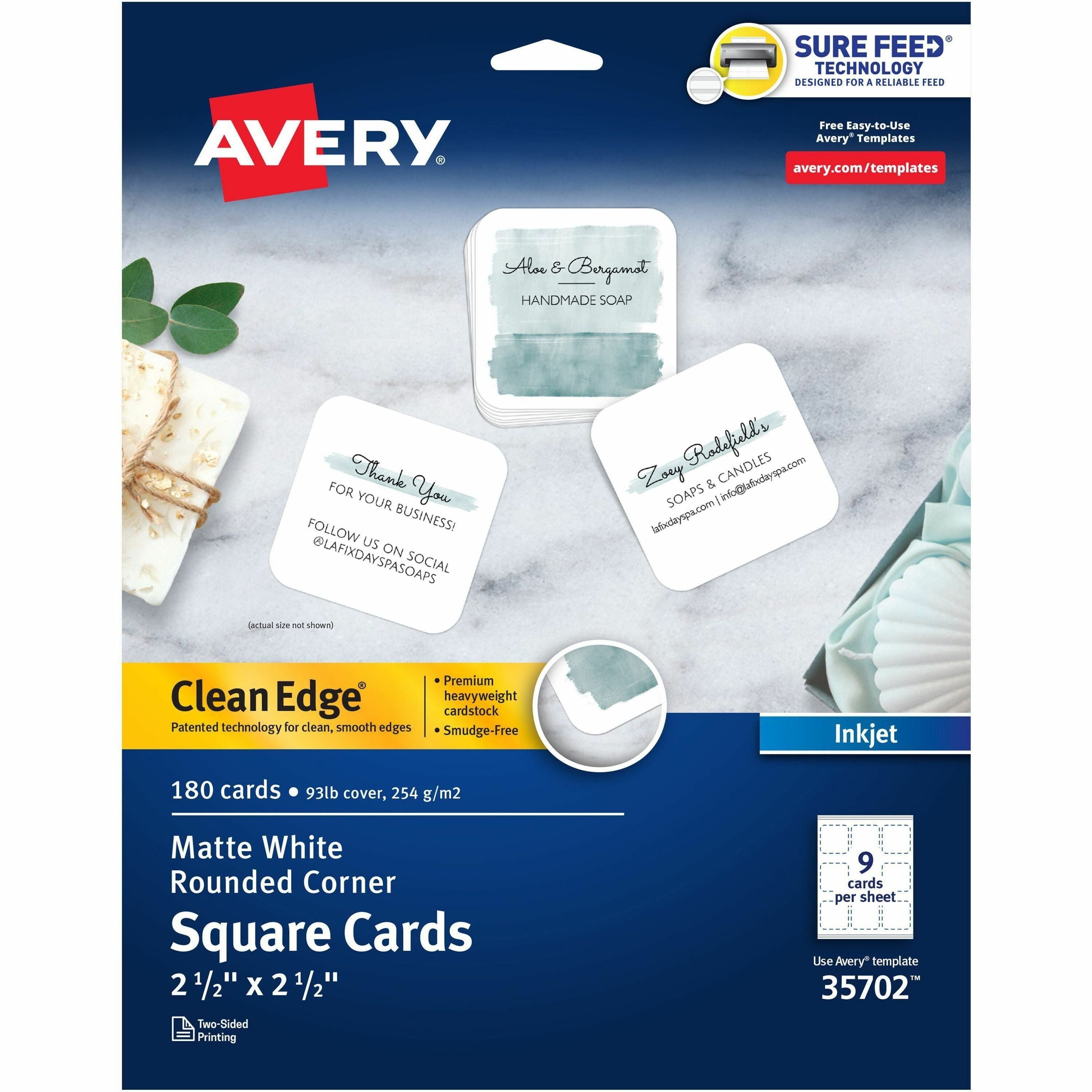 avery-clean-edge-square-cards-rounded-corners-25-x-25-35702-110-brightness-8-1-2-x-11-93-lb-basis-weight-254-g-m2-grammage-matte-180-pack-printable-rounded-corner-die-cut-smooth-edge-print-to-the-edge-perforat_ave35702 - 1