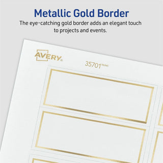 Tent Cards, White/Gold, 3.75" x 1.44", 6 Cards/Sheet, 25 Sheets/Pack