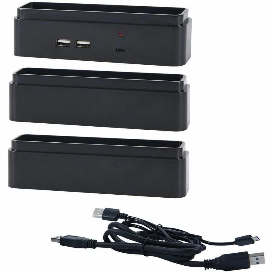 DAC Stax Monitor Riser Block Kit with 2 USB Charging Ports - 6" Length x 1.5" Width x 1.5" Height - Black