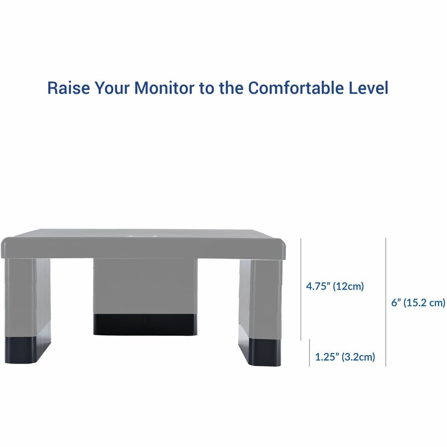 DAC Stax Monitor Riser Block Kit with 2 USB Charging Ports - 6" Length x 1.5" Width x 1.5" Height - Black