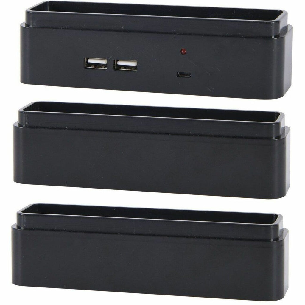 DAC Stax Monitor Riser Block Kit with 2 USB Charging Ports - 6" Length x 1.5" Width x 1.5" Height - Black