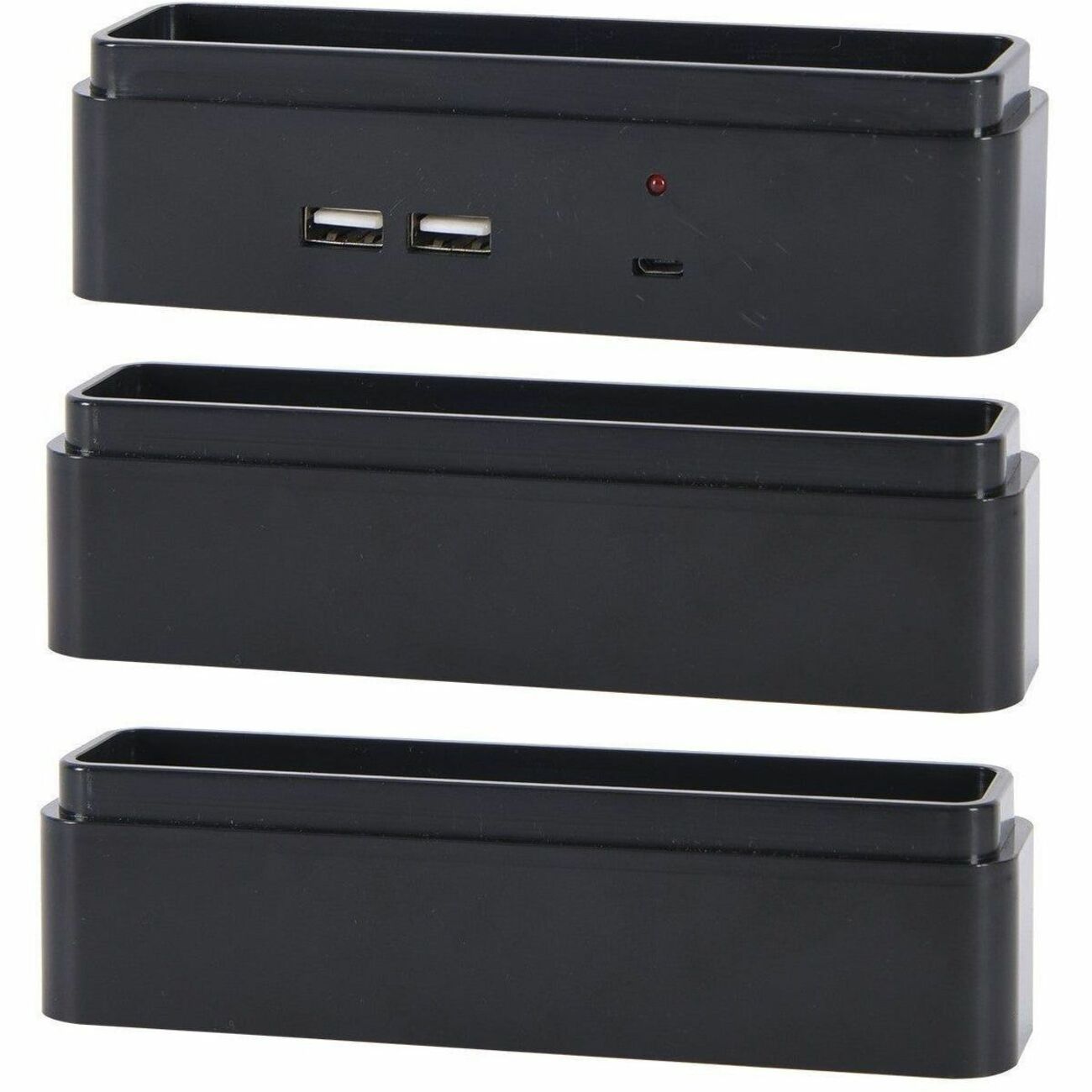 DAC Stax Monitor Riser Block Kit with 2 USB Charging Ports - 6" Length x 1.5" Width x 1.5" Height - Black