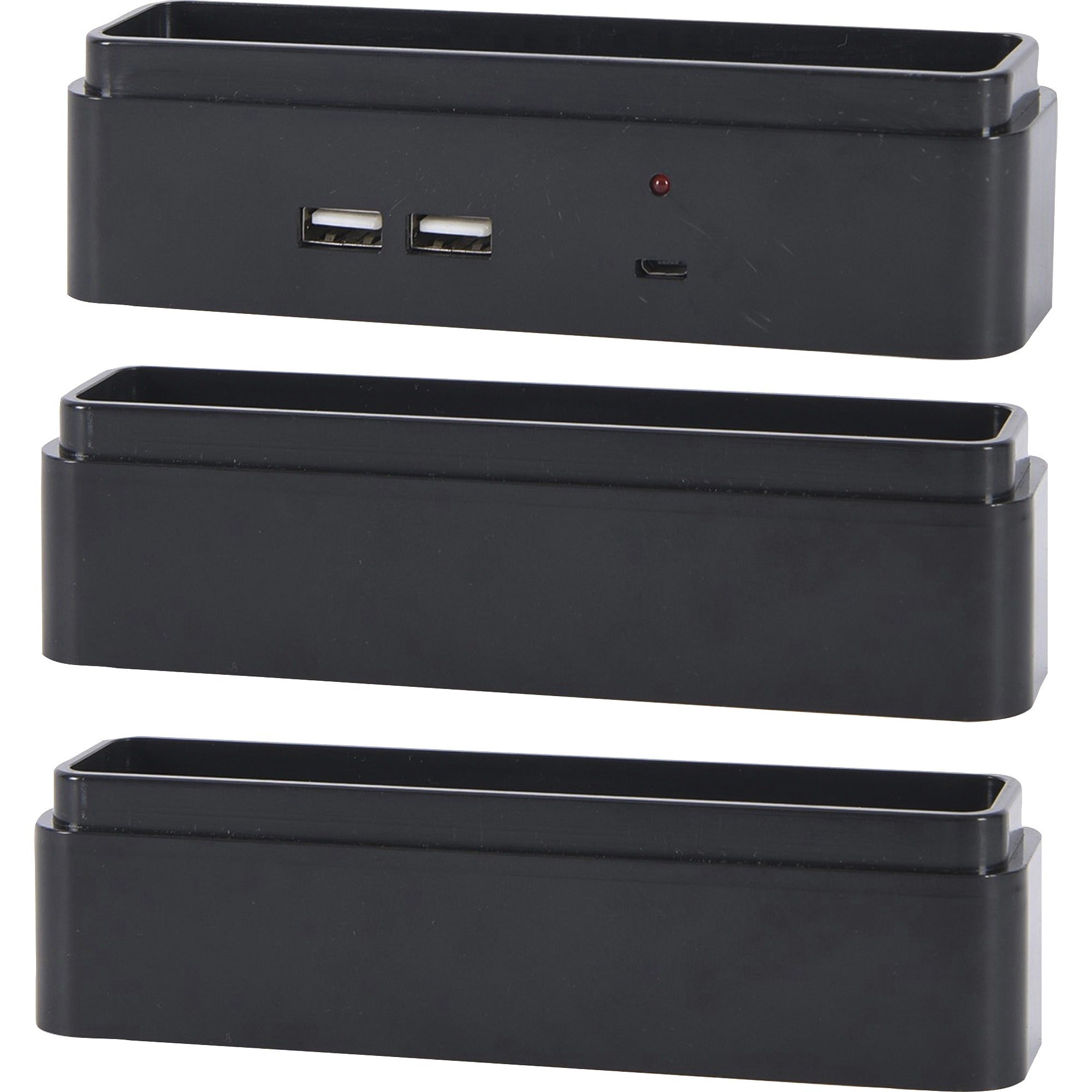 dac-stax-monitor-riser-block-kit-with-2-usb-charging-ports-6-length-x-15-width-x-15-height-black_dta02270 - 1