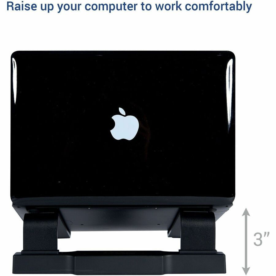 DAC Non-Skid Laptop Stand With 4-Port USB 3.0 Hub - 3" Height x 9.8" Width - Aluminum Alloy - Black