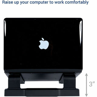 DAC Non-Skid Laptop Stand With 4-Port USB 3.0 Hub - 3" Height x 9.8" Width - Aluminum Alloy - Black