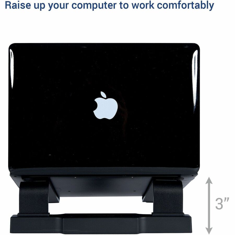 DAC Non-Skid Laptop Stand With 4-Port USB 3.0 Hub - 3" Height x 9.8" Width - Aluminum Alloy - Black