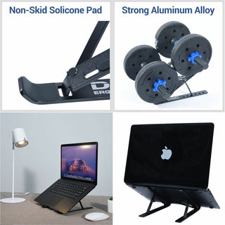 DAC Portable and Adjustable Laptop/Tablet Stand - Notebook, Tablet, Cell Phone Support - Aluminum Alloy - Black