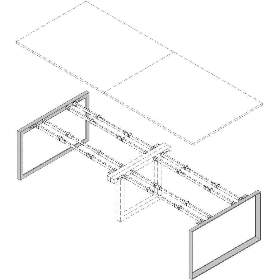 Lorell Relevance Series Wide Side Leg - 45.5" x 4"28.5" - Finish: Silver, Powder Coated