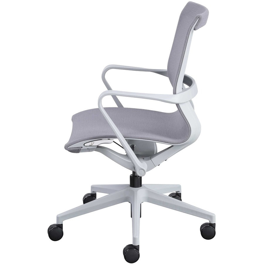 Lorell Premium Executive Mesh Mid-back Sling Chair - Nylon Seat - Nylon, Mesh Back - Plastic Frame - Mid Back - 5-star Base - Gray - 1 Each