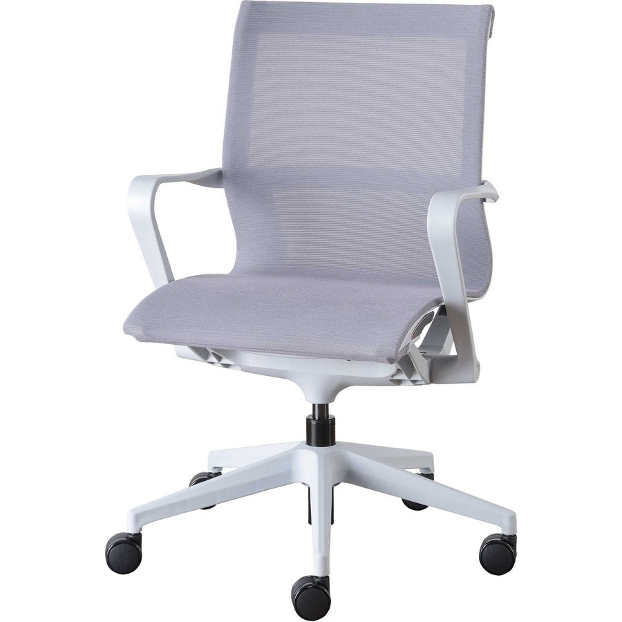 Lorell Premium Executive Mesh Mid-back Sling Chair - Nylon Seat - Nylon, Mesh Back - Plastic Frame - Mid Back - 5-star Base - Gray - 1 Each