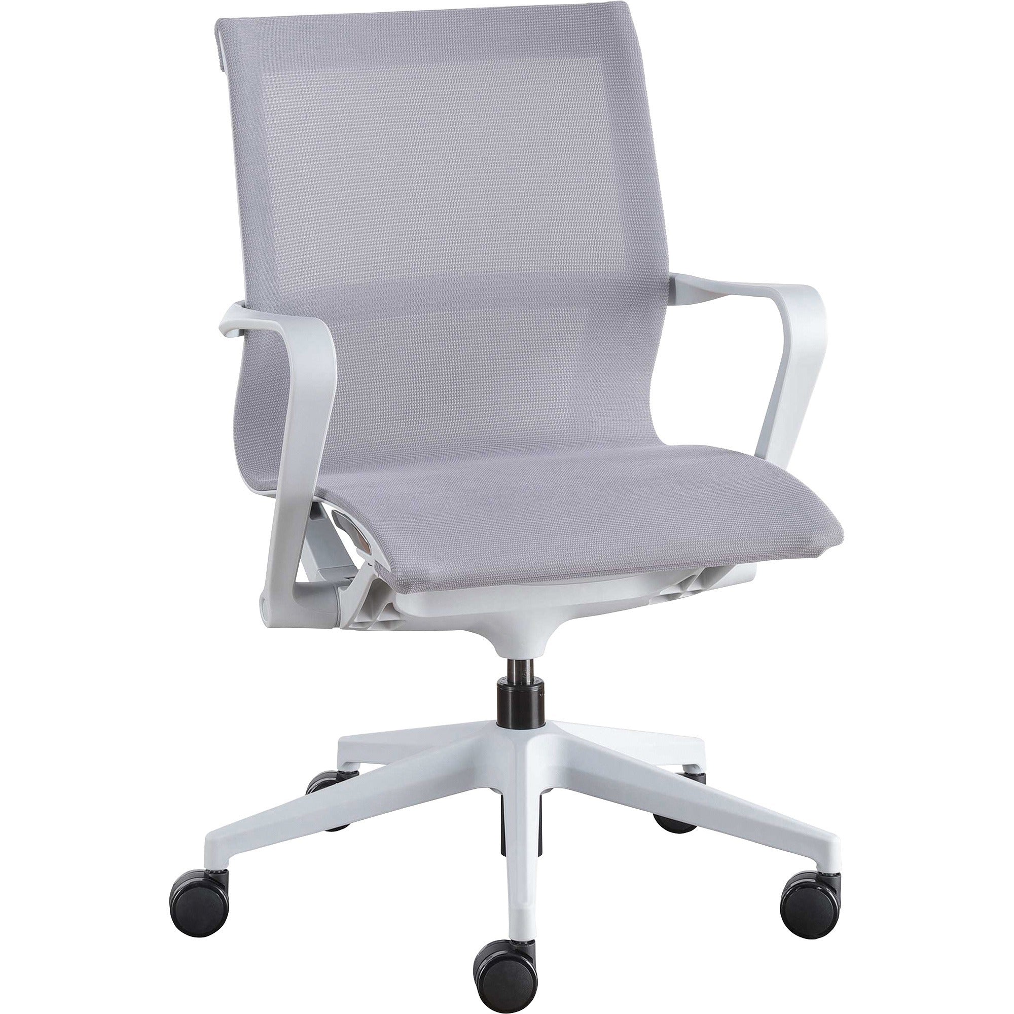 lorell-premium-executive-mesh-mid-back-sling-chair-nylon-seat-nylon-mesh-back-plastic-frame-mid-back-5-star-base-gray-1-each_llr40207 - 1