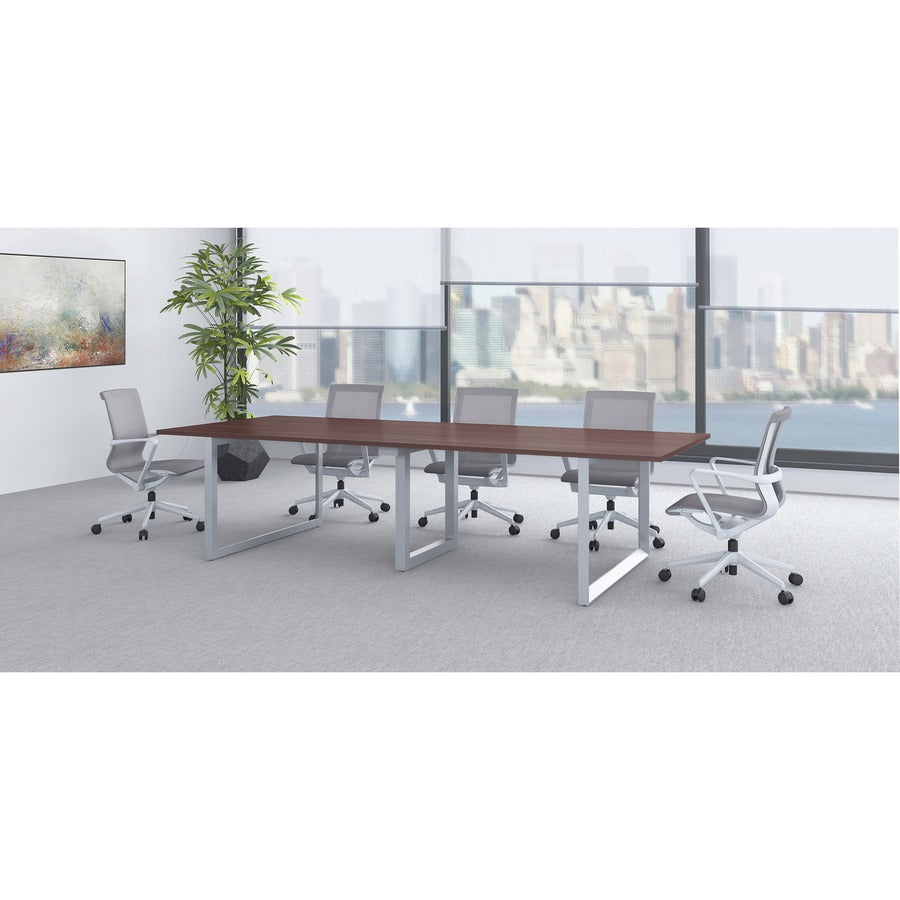 Lorell Premium Executive Mesh Mid-back Sling Chair - Nylon Seat - Nylon, Mesh Back - Plastic Frame - Mid Back - 5-star Base - Gray - 1 Each