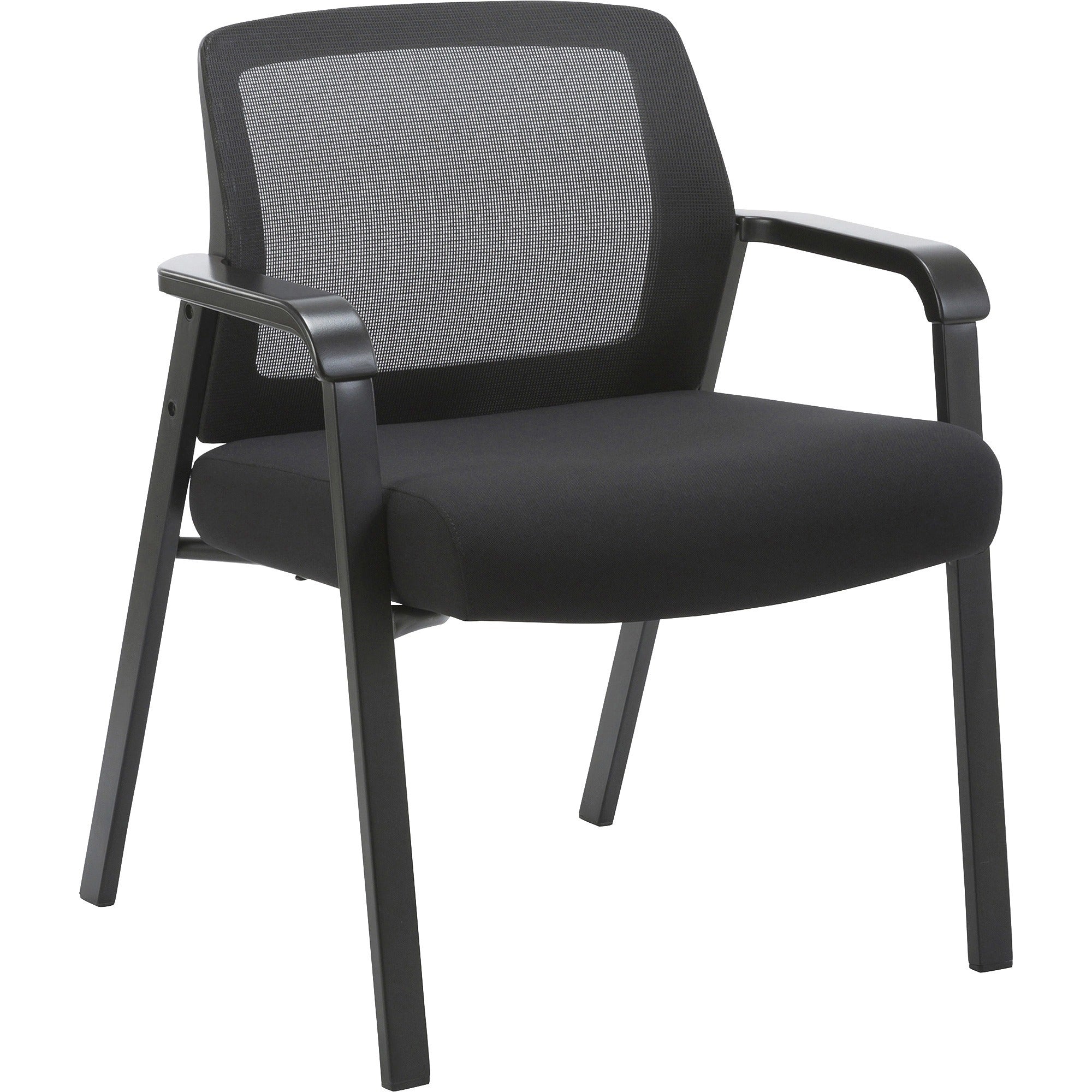 lorell-big-&-tall-mesh-low-back-guest-chair-fabric-seat-mesh-back-steel-frame-low-back-black-1-each_llr67003 - 1