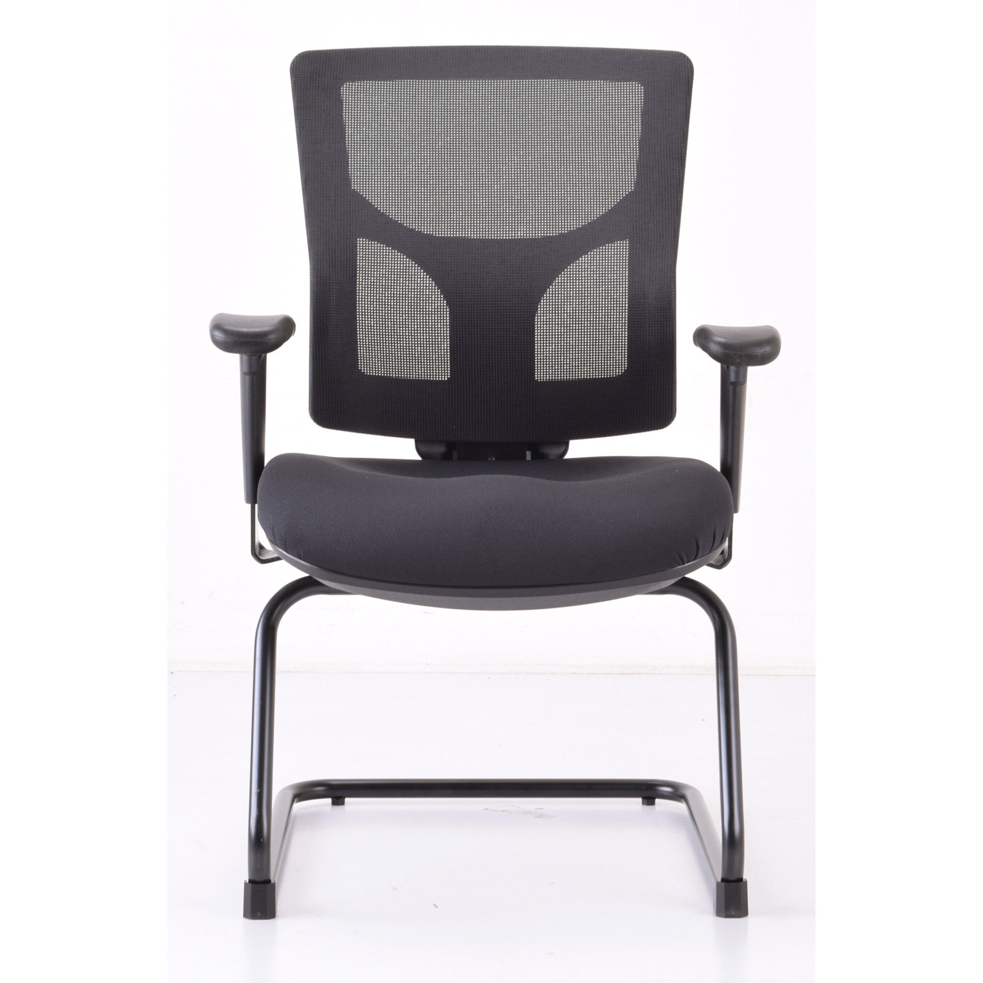 lorell-conjure-guest-chair-fabric-polyurethane-foam-seat-mesh-back-mid-back-sled-base-black-1-each_llr62009 - 2