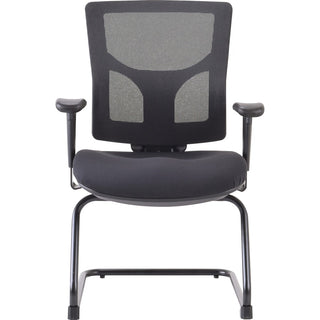 Lorell Conjure Guest Chair - Fabric, Polyurethane Foam Seat - Mesh Back - Mid Back - Sled Base - Black - 1 Each