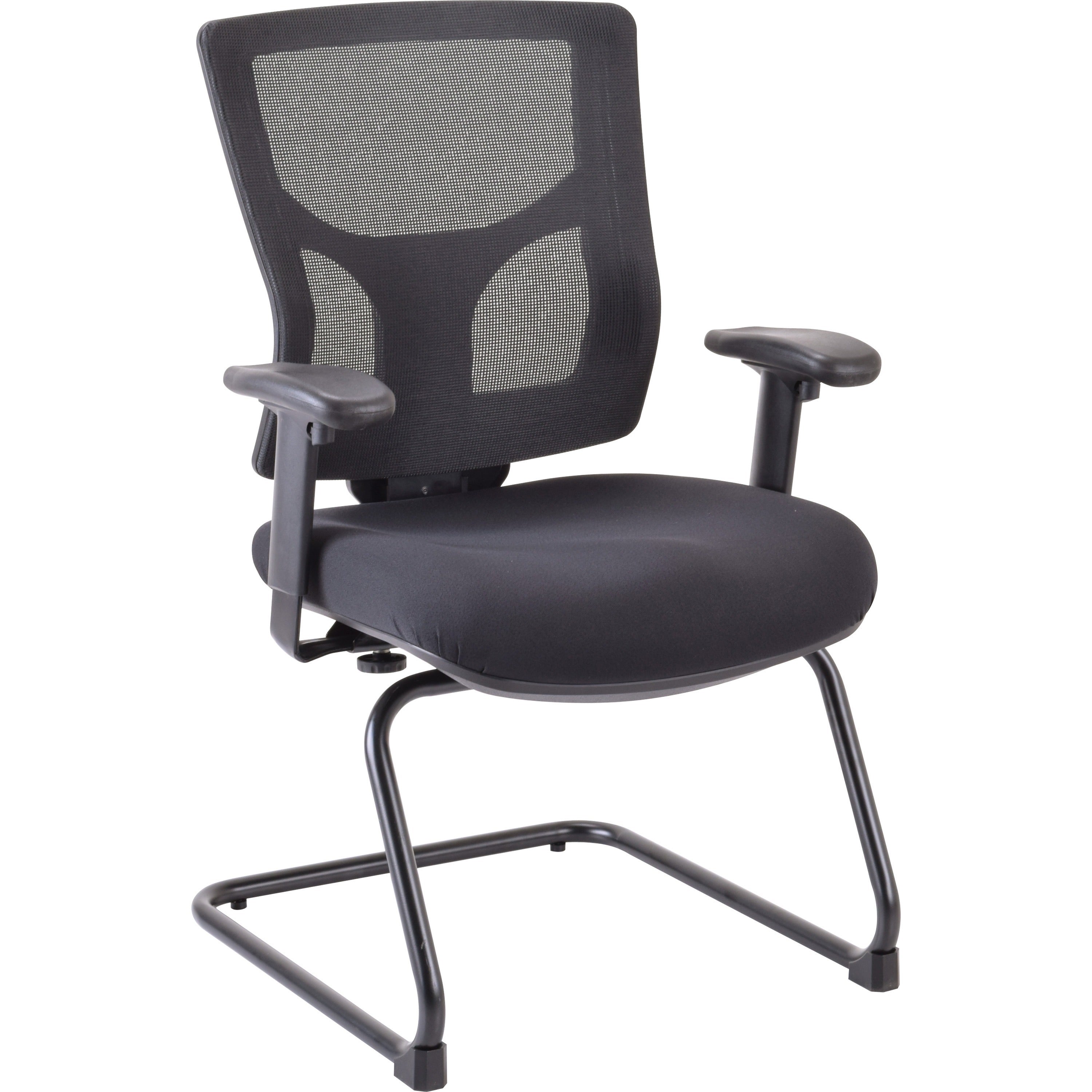 lorell-conjure-guest-chair-fabric-polyurethane-foam-seat-mesh-back-mid-back-sled-base-black-1-each_llr62009 - 1