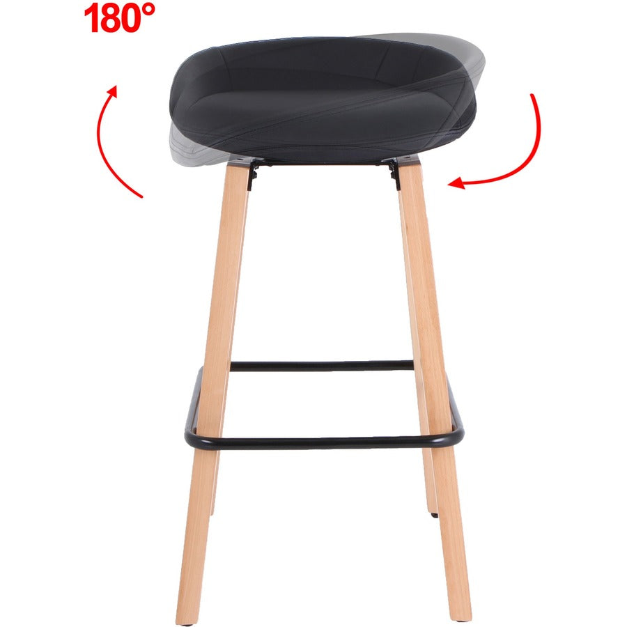 Lorell Modern Low-Back Stool - Low Back - Black - 1 Each