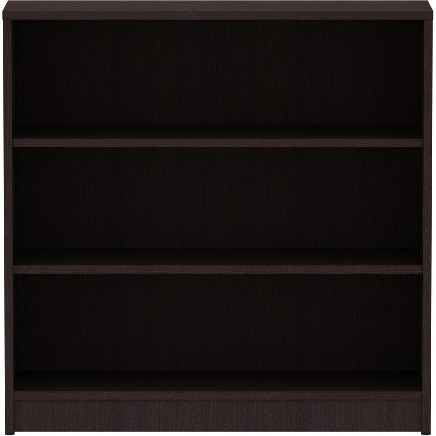 Lorell Laminate Bookcase - 36" x 12" x 36" - 3 x Shelf(ves) - Laminated, Sturdy, Contemporary Style, Square Edge, Adjustable Shelf - Espresso - Medium Density Fiberboard (MDF), Laminate - Assembly Required