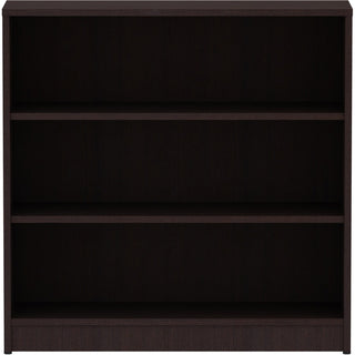 Lorell Laminate Bookcase - 36" x 12" x 36" - 3 x Shelf(ves) - Laminated, Sturdy, Contemporary Style, Square Edge, Adjustable Shelf - Espresso - Medium Density Fiberboard (MDF), Laminate - Assembly Required