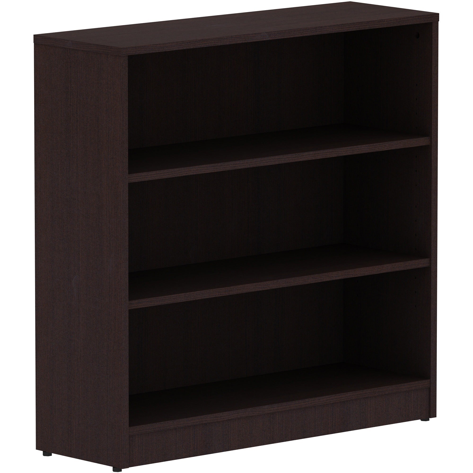 lorell-laminate-bookcase-36-x-12-x-36-3-x-shelfves-laminated-sturdy-contemporary-style-square-edge-adjustable-shelf-espresso-medium-density-fiberboard-mdf-laminate-assembly-required_llr18276 - 1